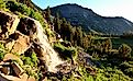 Early morning light strikes Galena Creek Falls along the Tahoe Rim Trail in the Humboldt-Toiyabe National Forest in Nevada. 