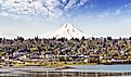 Hood River in Oregon, with Mount Hood forming the backdrop.