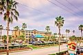 Florida state road A1A, looking southwest, is pictured in St. Augustine, Florida. The 338-mile, historic highway is a designated National Scenic Byway. Via Shutterstock / Carmen K. Sisson