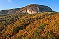 Pisgah National Forest, North Carolina, at Looking Glass Rock during autumn season in the morning.