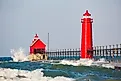 The famous Grand Haven Lighthouse in Grand Haven, on Lake Michigan.