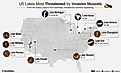 Infographic of US Lakes Most Threatened by Invasive Mussels. 