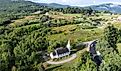 Drone shot of St Matthew's Church in Sugar Hill New Hampshire.