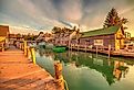 Sunset on Fishtown in Leland, Michigan.