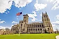 Exterior view of the Washington National Cathedral at Washington, DC.