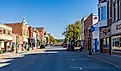 Shops and stores on Water Street in Decorah, Iowa. Image by Steve Heap via Shutterstock.