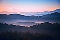 Sunrise over the Great Smoky Mountains in Tennessee. 