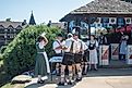 German Band in Traditional Bavarian Costumes, Shepherdstown, WV, USA. Editorial credit: Evgenia Parajanian / Shutterstock.com