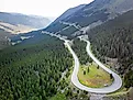 Hairpin turn along the Beartooth Highway that runs between Red Lodge, Montana, and Yellowstone National Park 