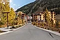 The village of Taos Ski Valley, New Mexico in fall