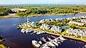 Aerial view of an Intracoastal Waterway marina in South Carolina