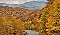 Vibrant fall foliage in the White Mountains of New Hampshire.