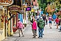 Colorful local businesses in Helen, Georgia. Editorial credit: Kristi Blokhin / Shutterstock.com.