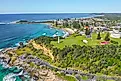 Aerial view of the lighthouse in Yamba, NSW, Australia.