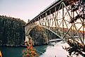 Deception Pass Bridge connecting Whidbey Island to Fidalgo Island in northwest Washington State.