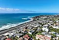 Aerial drone photo of Cardiff with nice house, West Coast of California, Encinitas, United States of America