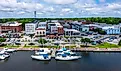 Aerial view of boats at the marina on the river near Washington, North Carolina. Editorial credit: Kyle J Little / Shutterstock.com