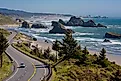 Scenic drive through Cannon Beach, Oregon.