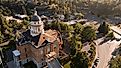 Sunlight shines on the historic 1898 Courthouse in downtown Auburn, California, USA.