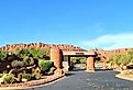 The entrance to Entrada at Snow Canyon, a luxury golf course and resort in St. George, Utah. Editorial credit: DM U / Shutterstock.com