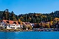 View of Lake Arrowhead, autumn season California, USA