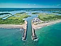 The sandy beach in Charlestown, Rhode Island.