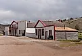 The preserved main street of South Pass City, Wyoming.