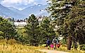 A family hiking near Estes Park, Colorado.