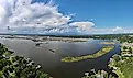 Panoramic view of Krebs Lake in Pascagoula, Mississippi.