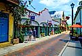 Aviles street shopping district in the Historic St. Augustine, Florida. Image credit Dennis MacDonald via Shutterstock