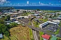 Aerial view of Hilo, Hawaii, on a summer day.
