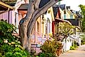 Quaint, colorful homes in Carmel-By-The-Sea, California.