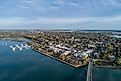 Aerial view of Downtown Beaufort, South Carolina.