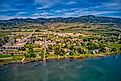 Aerial View of Garden City, Utah on the shore of Bear Lake.