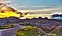 Famous Badlands Loop Road in Badlands National Park, South Dakota.