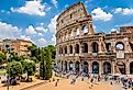 Colosseum with clear blue sky, Rome, Italy.