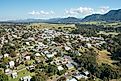 Aerial view of the picturesque town of Gloucester in New South Wales, Australia.