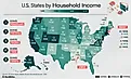 infographic showing median household income for each US state