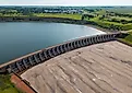 Garrison Dam impounds Lake Sakakawea in North Dakota
