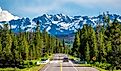 Road from Yellowstone National Park to Grand Teton National Park, Wyoming.