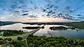 Aerial view east of Jasper, Tennessee and Tennessee River, east of Chatanooga.