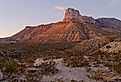 Last Light on El Capitan and Permian Fossil Reef Guadalupe Mountains National Park of West Texas.