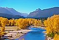 View of fall colors in the Bitterroot Valley near Hamilton, Montana.