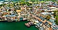 Aerial view of downtown Portsmouth in New Hampshire.