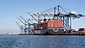 Container ship NYK Themis at the Port of Los Angeles, By Downtowngal - Own work, CC BY-SA 4.0, https://commons.wikimedia.org/w/index.php?curid=110231001