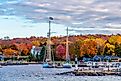 Sister Bay Town harbor view in Door County of Wisconsin.