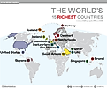 An Infographic map of the richest countries in the world in 2024, ranked by GDP per capita (PPP)