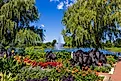 A beautiful summer landscape at Chicago Botanic Garden. 
