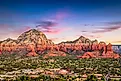 Aerial view of Sedona and the surrounding spectacular landscape.