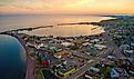 Aerial view of Grand Marais, Minnesota.
